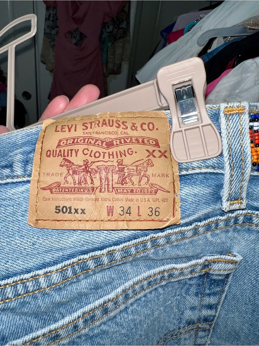 Vintage Buzz 18 Embellished Cropped 501 Levi’s Tribal Boho Style - Picture 15 of 16